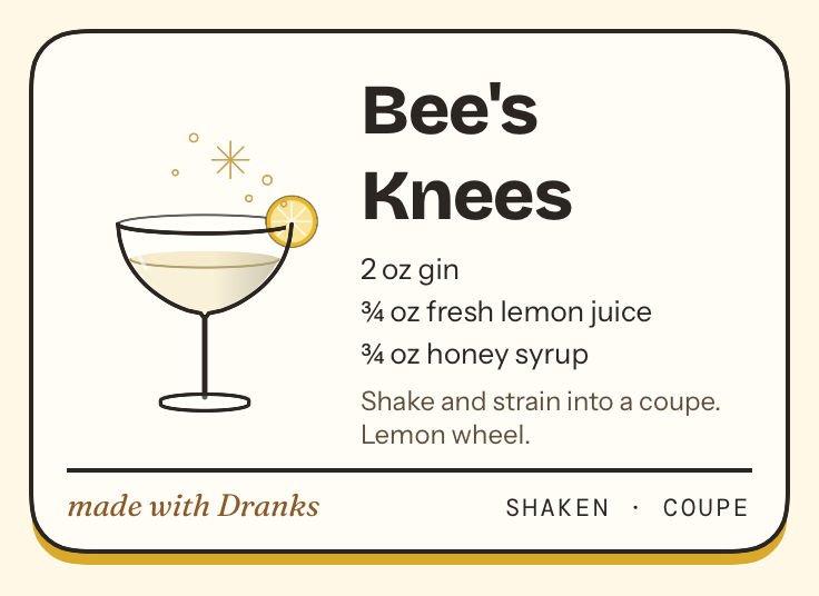 Recipe card for Bee's Knees