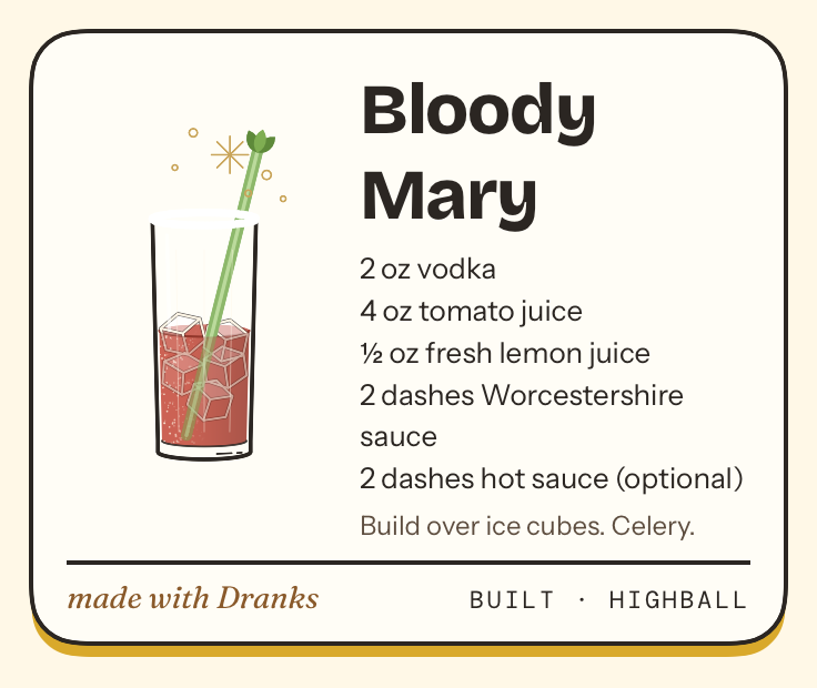 Recipe card for Bloody Mary