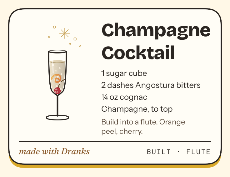 Recipe card for Champagne Cocktail