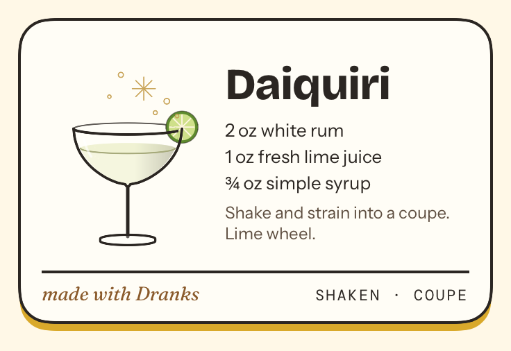 Recipe card for Daiquiri