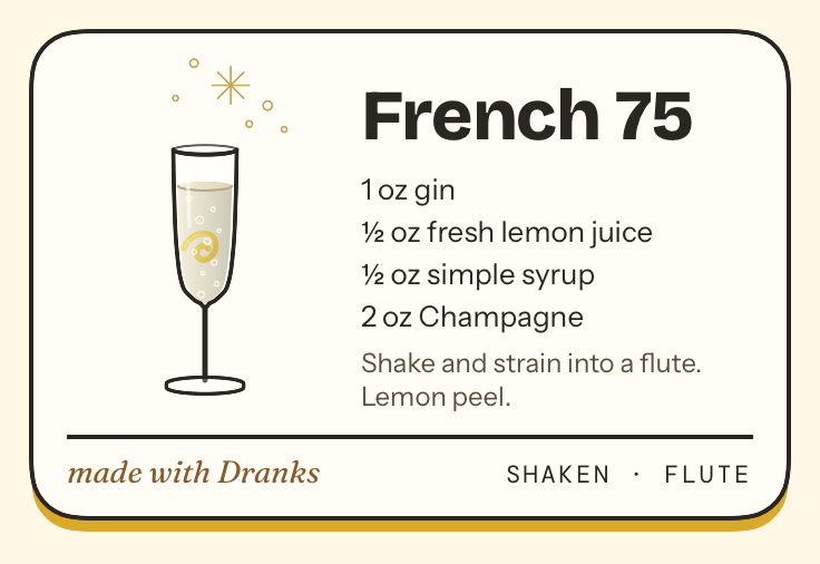 Recipe card for French 75