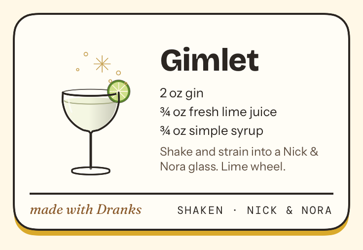 Recipe card for Gimlet
