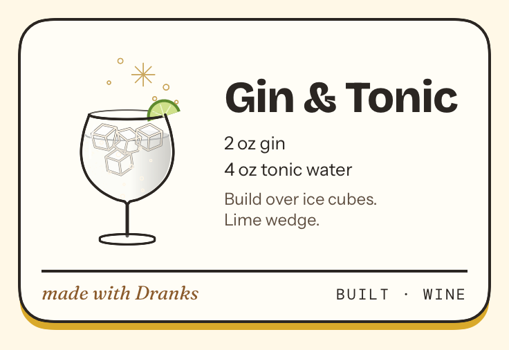 Recipe card for Gin & Tonic