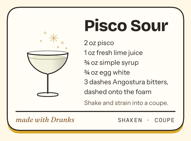 Recipe card for Pisco Sour