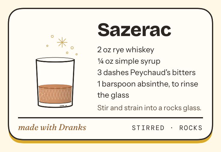 Recipe card for Sazerac